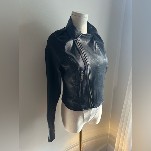 True Religion Y2K Black Cropped Moto Jacket Size XS - Picture 12 of 13